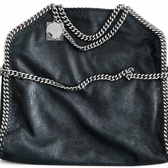 Stella McCartney Handbags - Stella McCartney Black Falabella Tote with Silver Chain Trim
